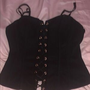 Black Lace-Up Corset Top
